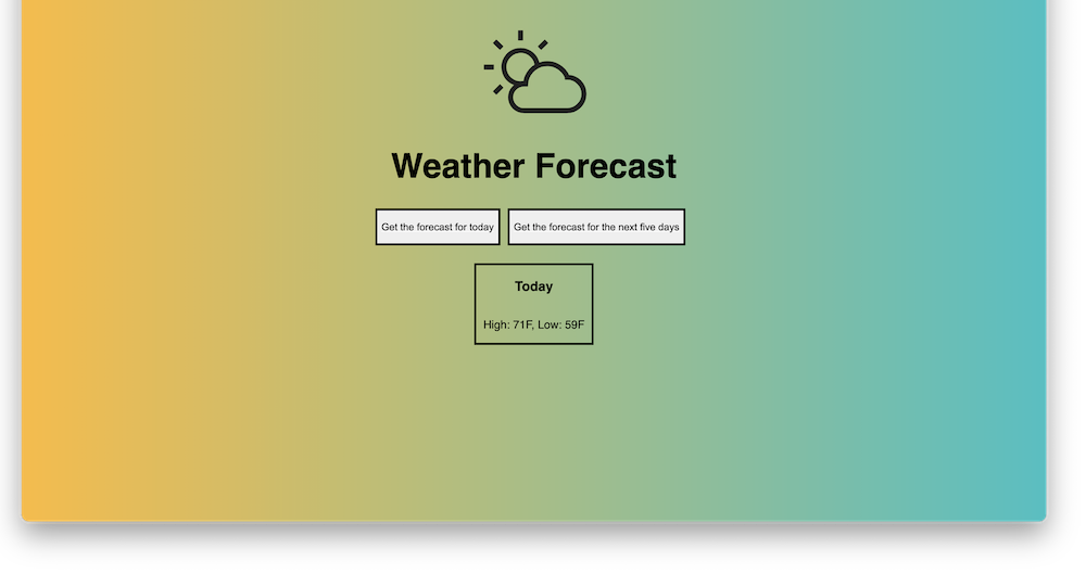 A screenshot of the home page of my Weather App project